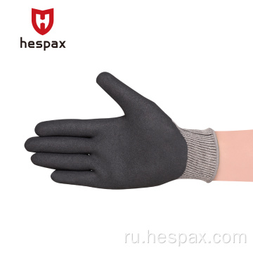 Hespax нитрил песчаный анти воздействия TPR Трудовые перчатки